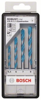 Набор Robust Line из 4 универсальных сверл BOSCH CYL-9 Multi Construction 5,5 6 7 8 mm 2607010522 ( 2.607.010.522)